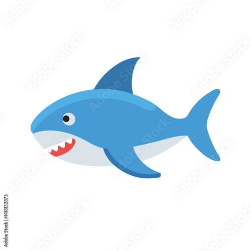 Cute blue shark illustration on black background image