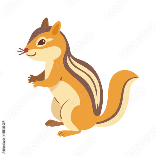 Cartoon Chipmunk Illustration, Isolated on Black Background, Mascot