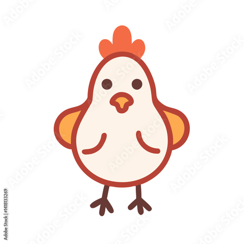 Cute Cartoon Chicken Character Illustration Isolated on Black