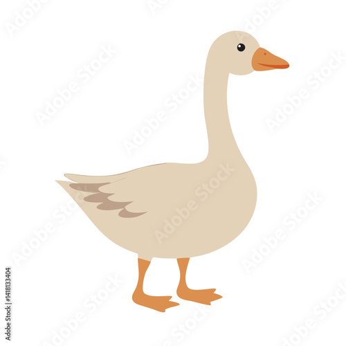Illustration of a Standing Goose on Black Background