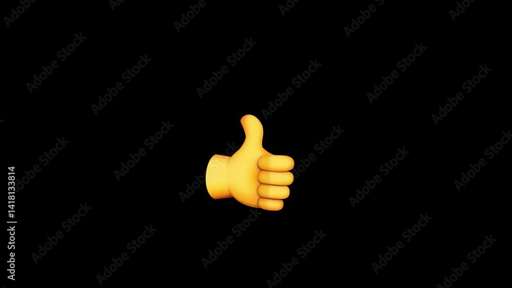 thumbs up hand emoji with a positive gesture loop animation on green screen background