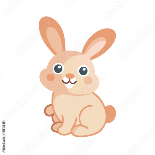 Cute Cartoon Bunny Sitting on Black Background Illustration