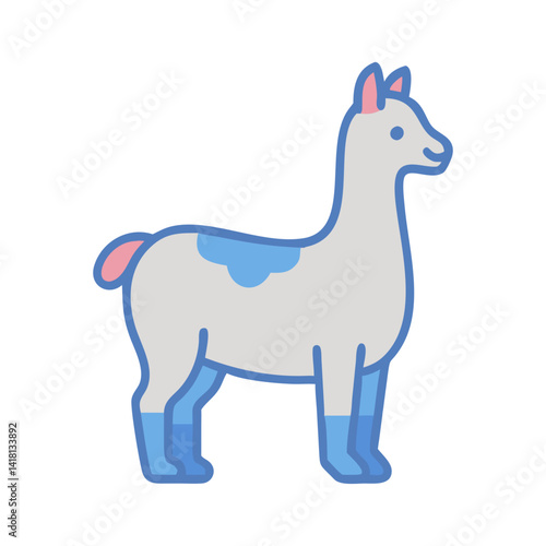 Cute Cartoon Llama Illustration on a Black Background