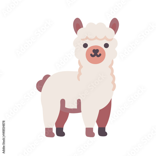 Cute Cartoon Llama Vector Illustration on Black Background