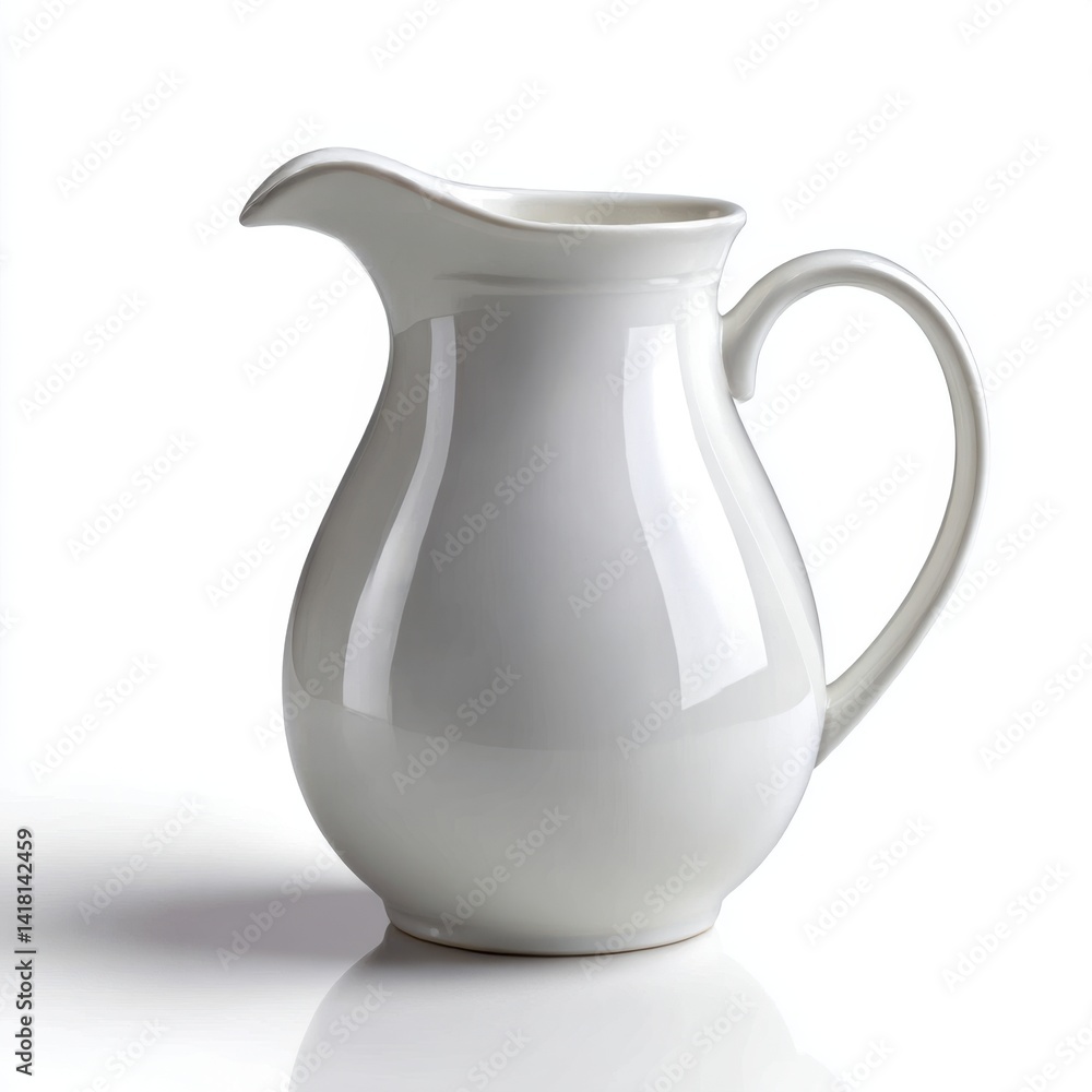 Ceramic pitcher with handle isolated on white background Ceramic pitcher with handle isolated on white background