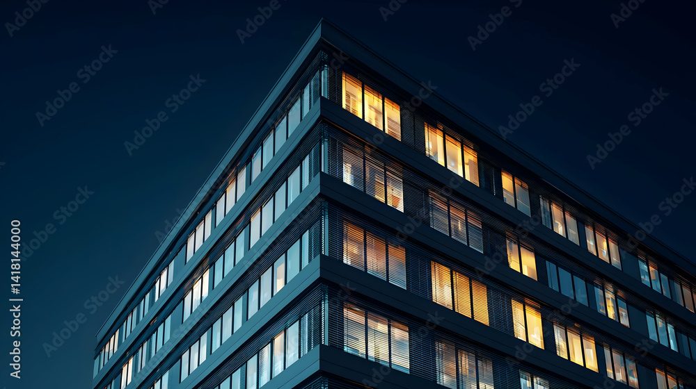 Fototapeta premium Modern Office Building At Night