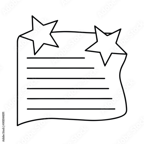 Minimalist lined paper decorated with stars education notes and wishlist item illustration black outline star theme