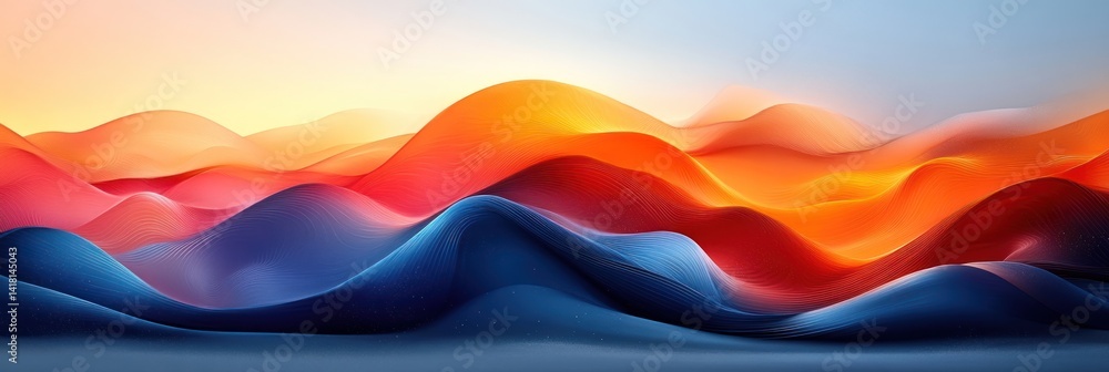 Abstract wavy layers in shades of blue orange and yellow gradient background. Abstract wavy layers in shades of blue orange and yellow gradient background.