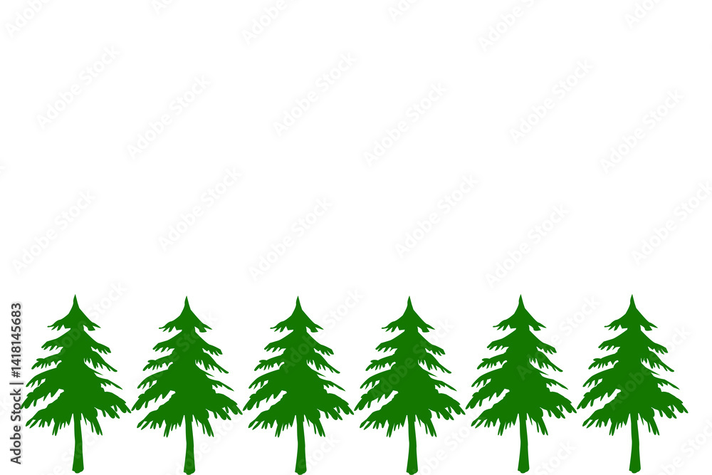 Fototapeta premium Evergreen trees stand tall against a white background highlighting nature's beauty and simplicity