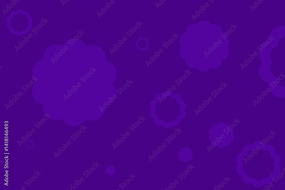 Colorful abstract shapes create a playful background with various sizes and shades of purple in a minimalist design