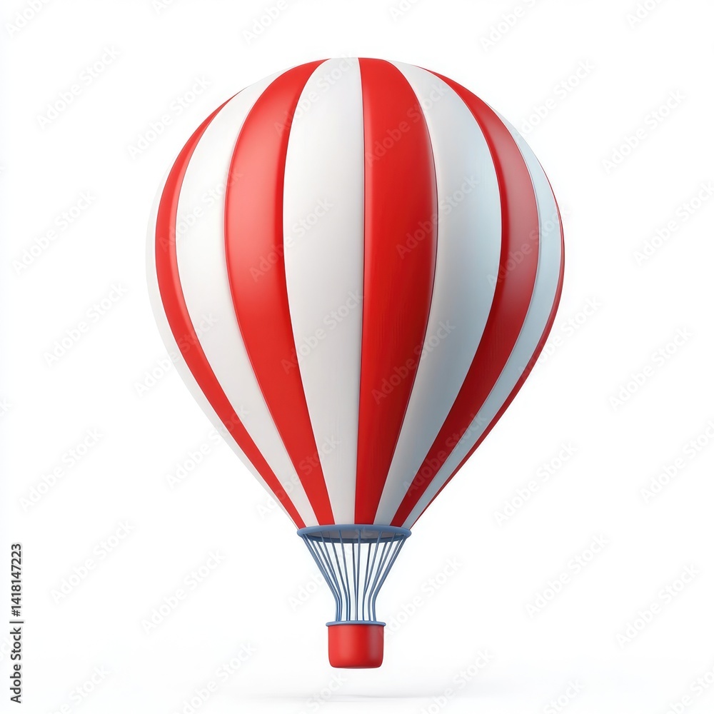 Naklejka premium Striped red and white hot air balloon illustration.