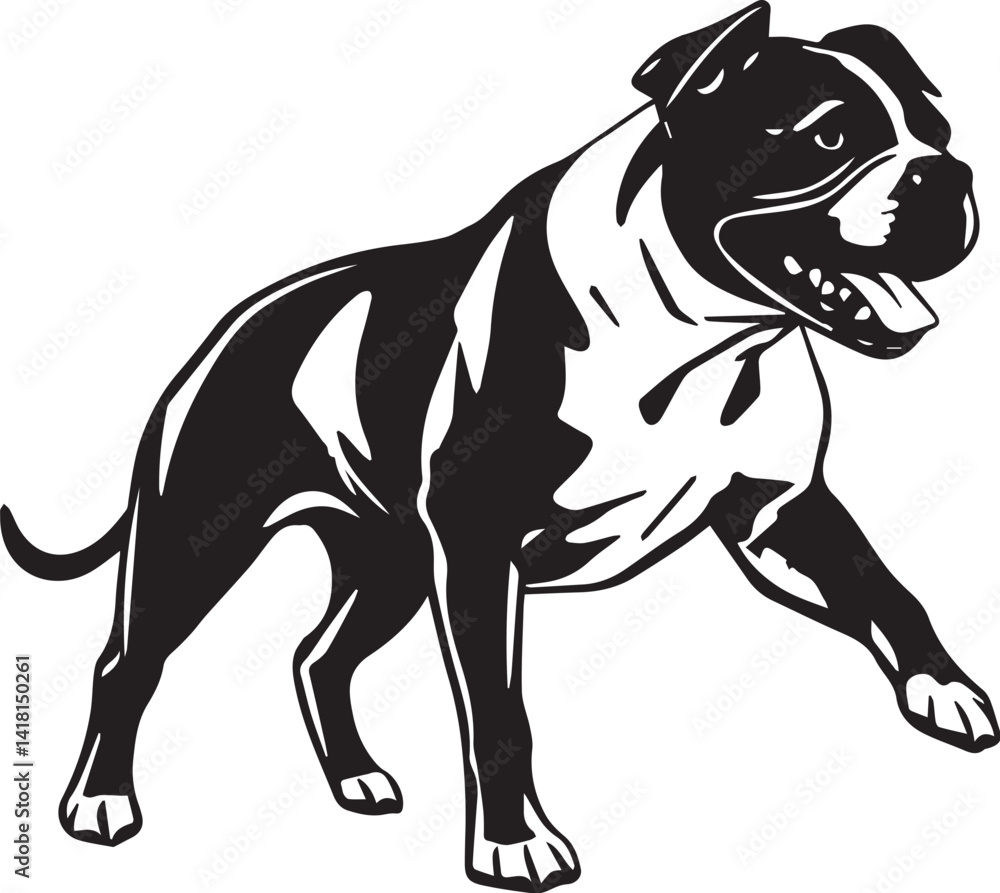 Fototapeta premium Pitbull terrier. Hand drawn vector illustration