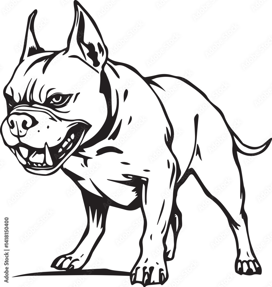 Fototapeta premium Pitbull terrier. Hand drawn vector illustration