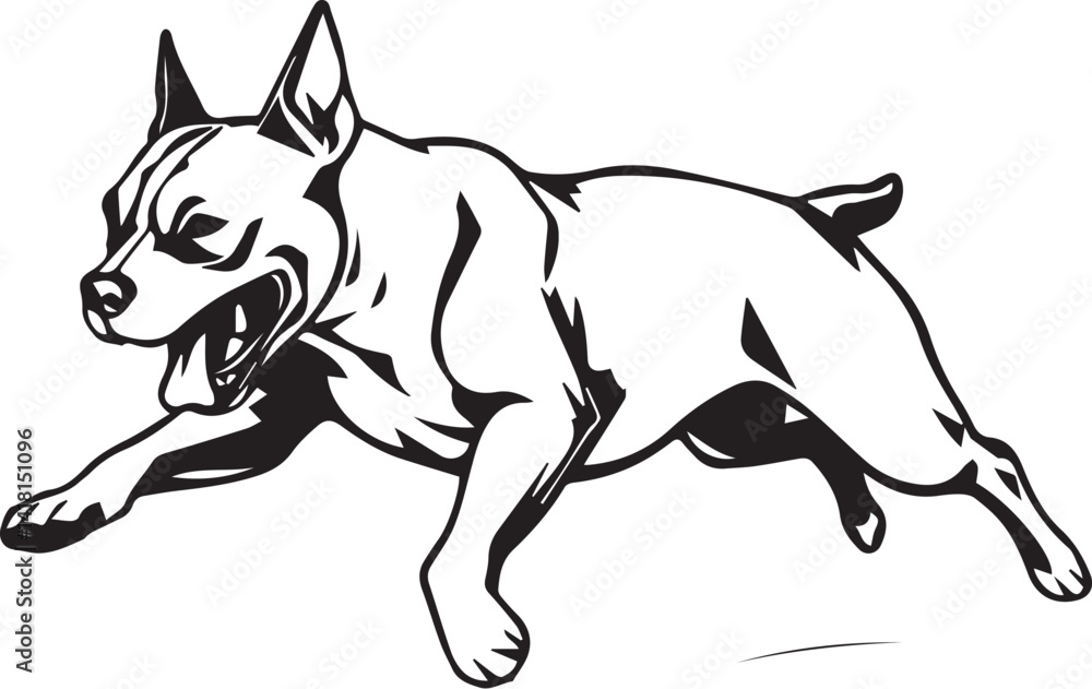 Fototapeta premium Pitbull terrier. Hand drawn vector illustration