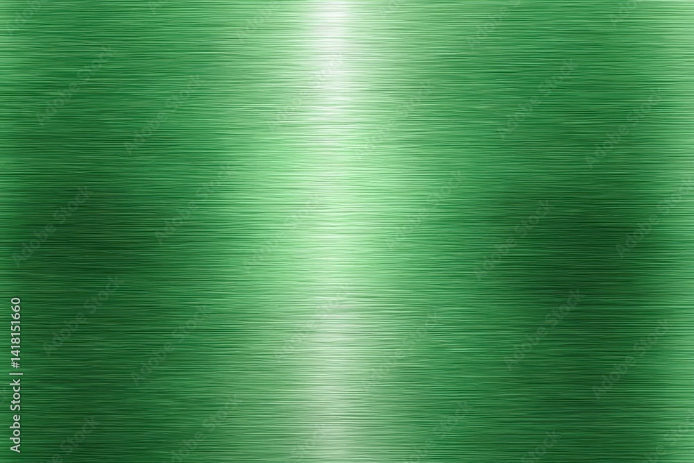 Close-up of a green metal plate with smooth texture and bright light reflection on surface.