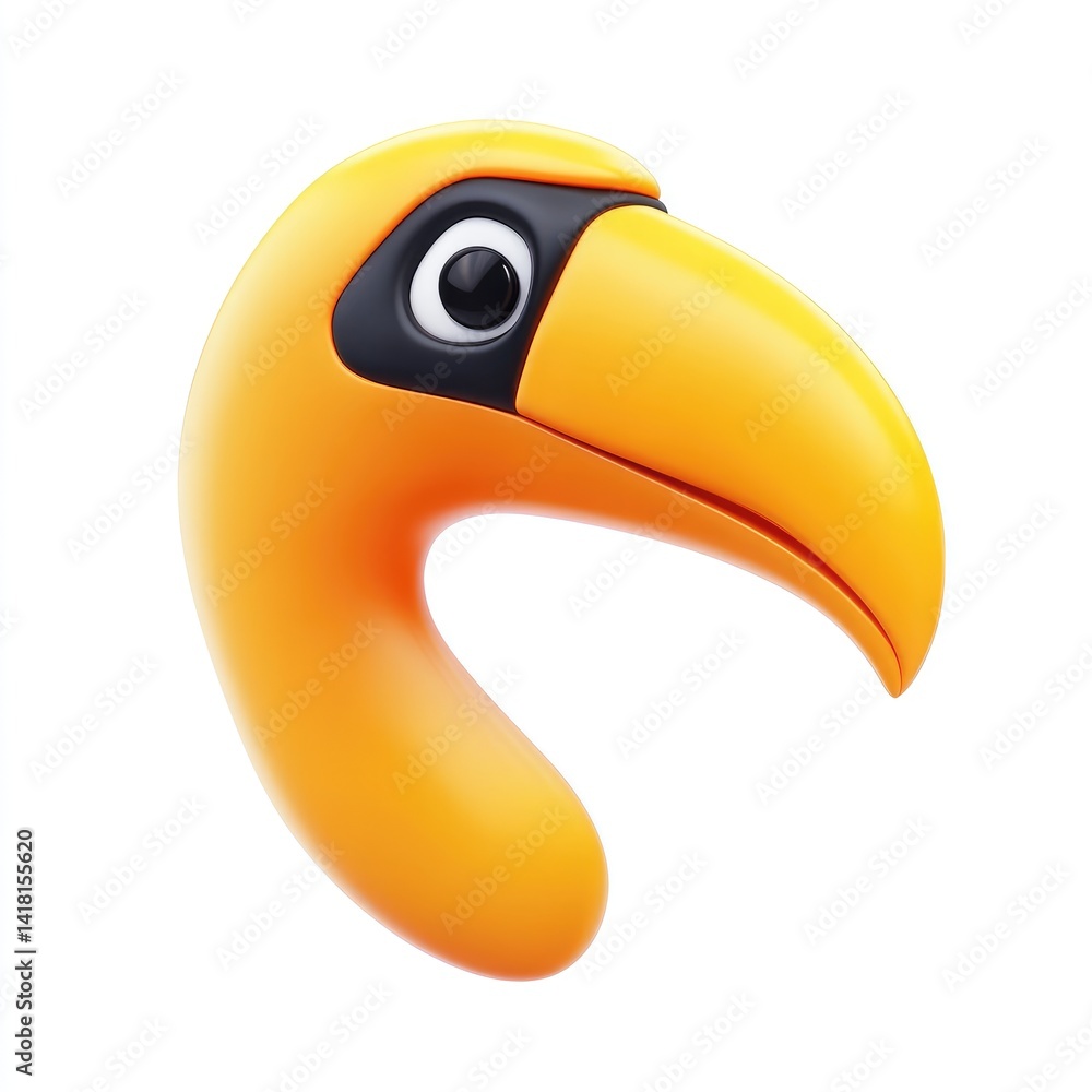 Naklejka premium Orange toucan head, stylized and cartoonish.