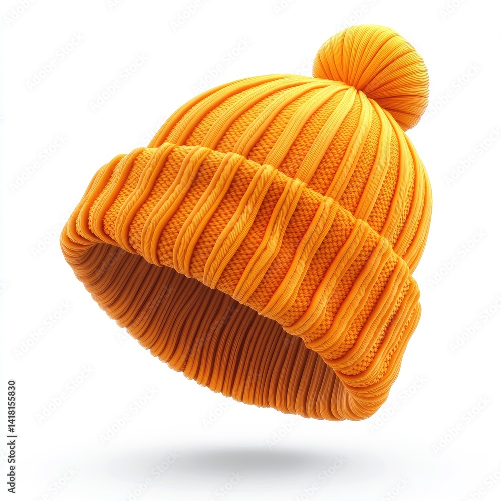 A vibrant orange knitted beanie with a pom-pom.