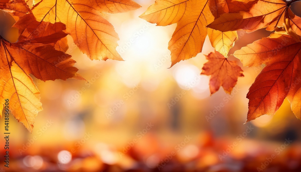 Fototapeta premium Autumn leaves on the fall blurred background