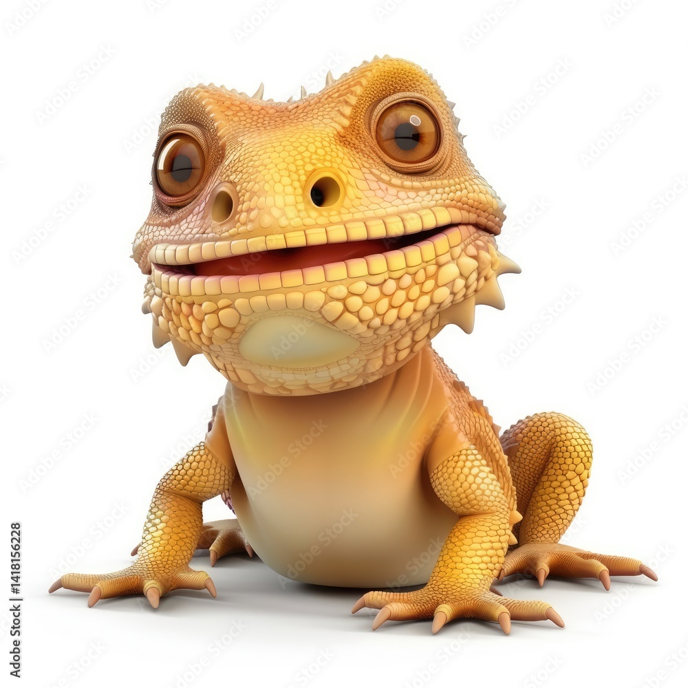 Obraz premium Smiling cartoon lizard, a delightful digital rendering.