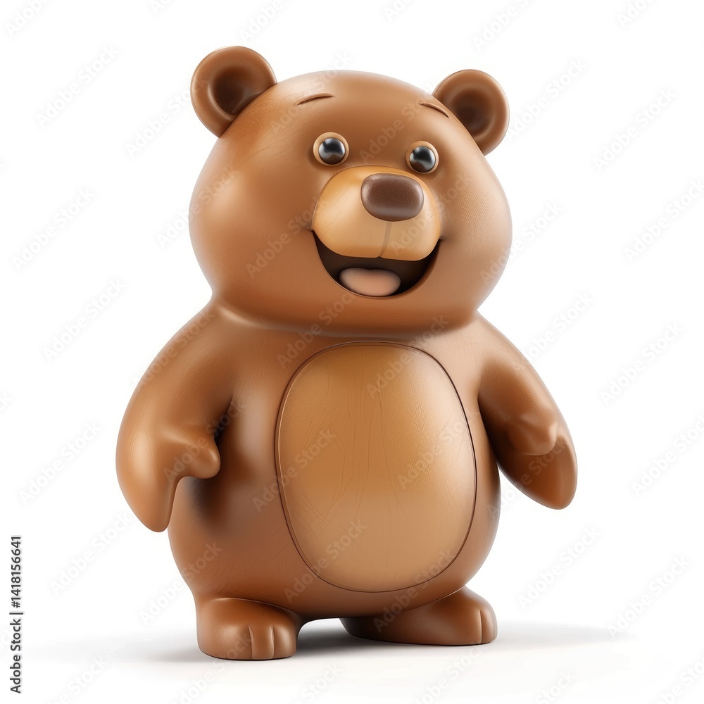 Smiling brown teddy bear figurine stands against a white background. Smiling brown teddy bear figurine stands against a white background.