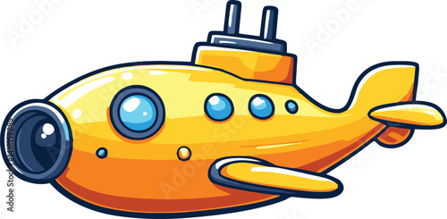 Bright yellow submarine illustration featuring a sleek design ideal for educational and entertainment purposes