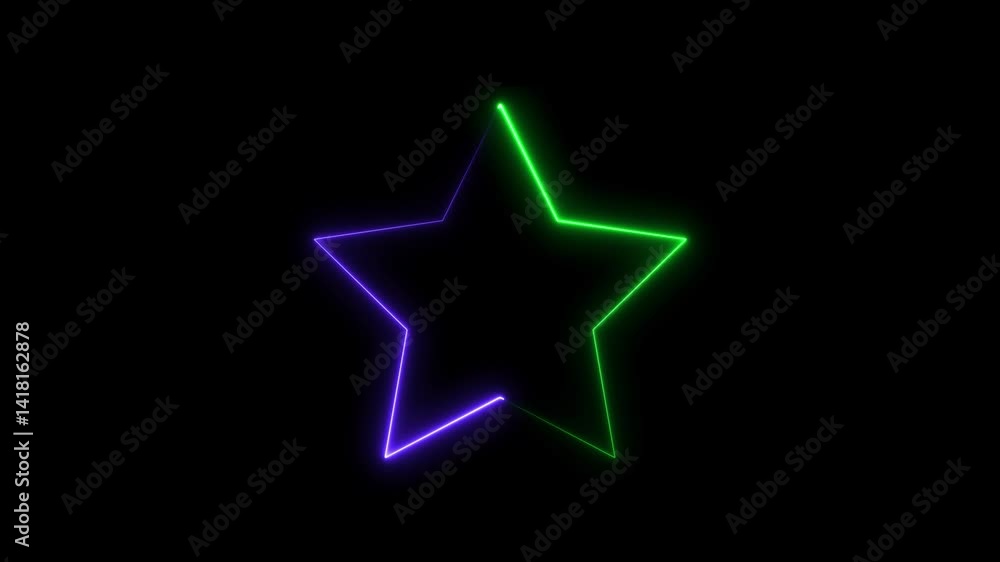 Abstract glowing Neon light star frame icon background 4k animation video. Abstract glowing Neon light star frame icon background 4k animation video.