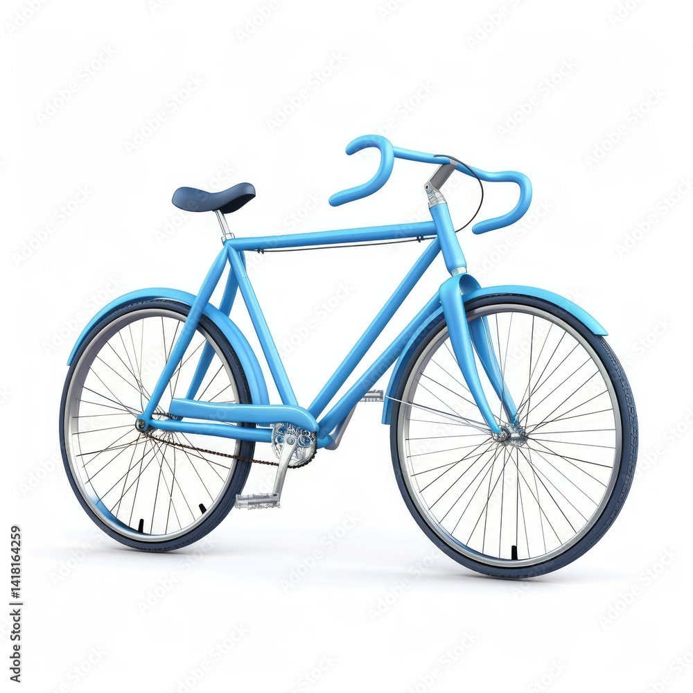 Obraz premium Light blue vintage bicycle against a white background.