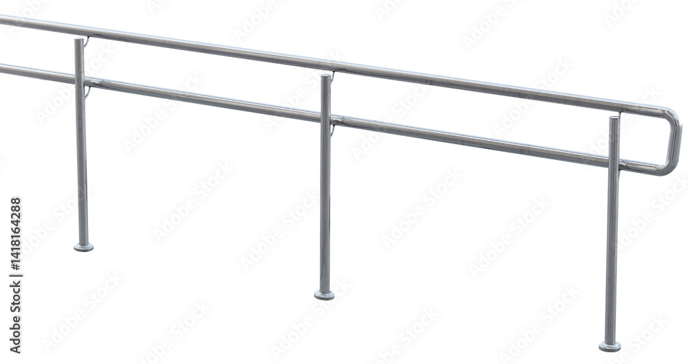 Chromium metal fence with handrail