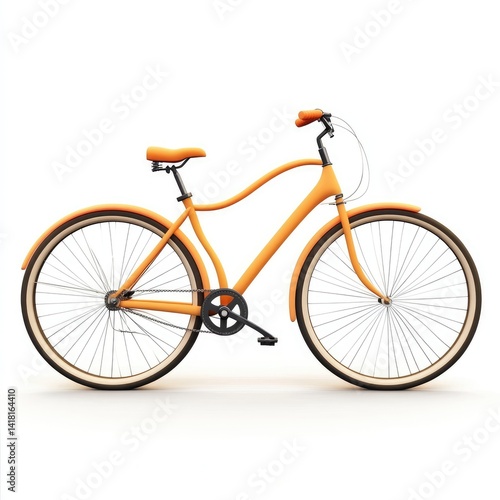 Retro cruiser bicycle, vibrant orange.