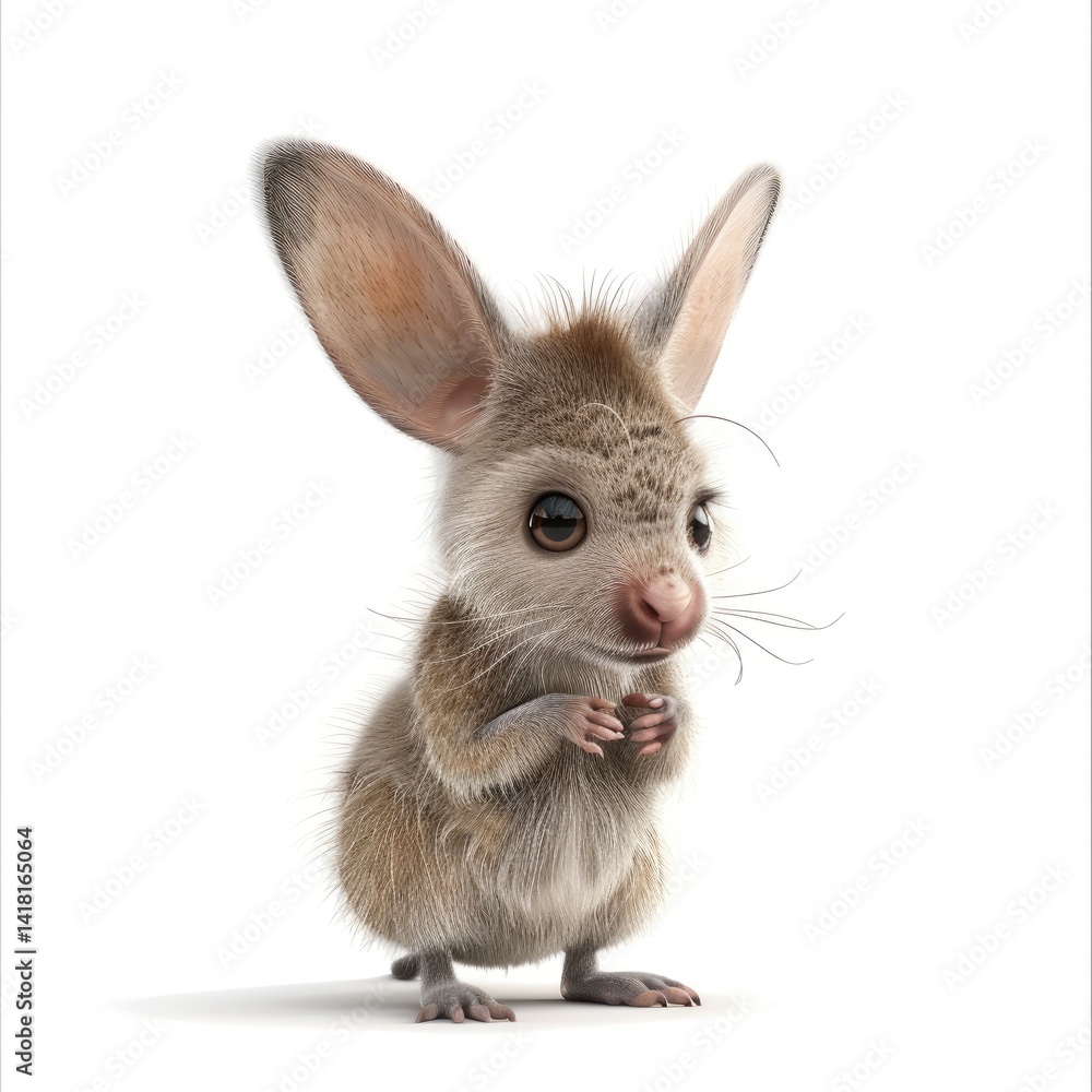 Obraz premium Adorable marsupial, digitally rendered in full color.