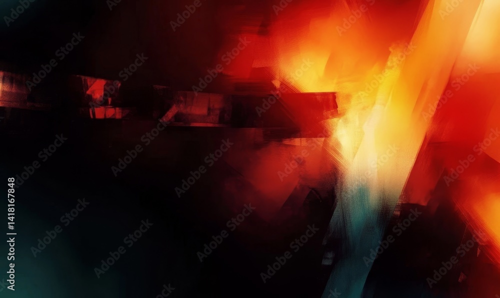 Obraz premium Fiery Abstract Forms Red, Orange and Black, Art , Texture