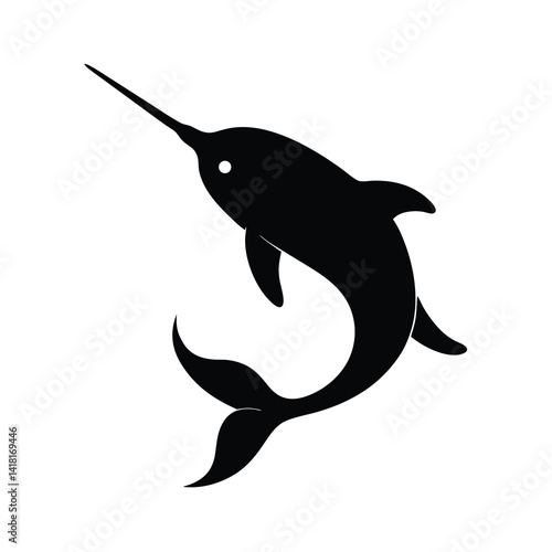 Narwhals Silhouette vector bundle  illustration, Set of Narwhals Silhouette 