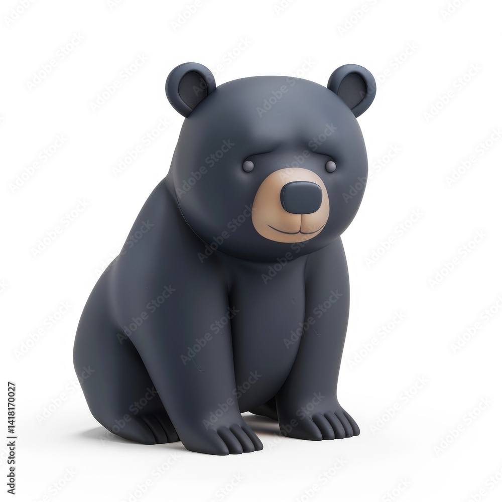 Naklejka premium A stylized black bear figurine sits sadly.