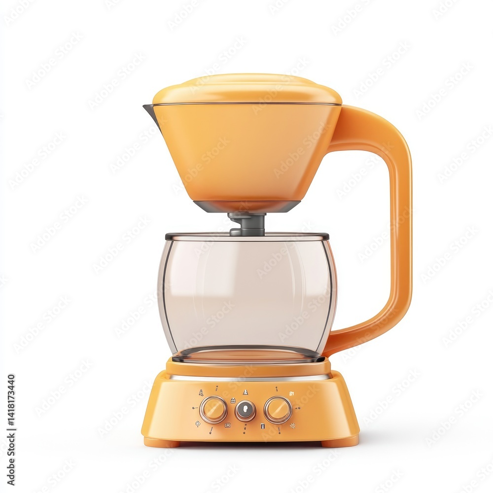 Retro orange coffee maker with glass carafe. Retro orange coffee maker with glass carafe.