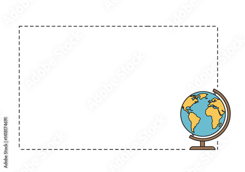 Globe illustration celebrating World Teachers' Day with blank space, space for text  