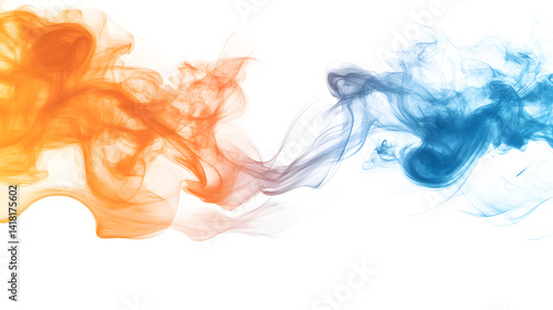 A colorful, smoky line with blue and orange colors