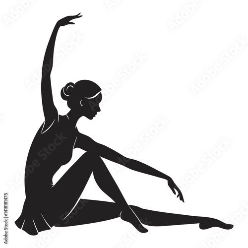 Elegant Ballet Dancer Silhouette – Graceful Dance Vector Art