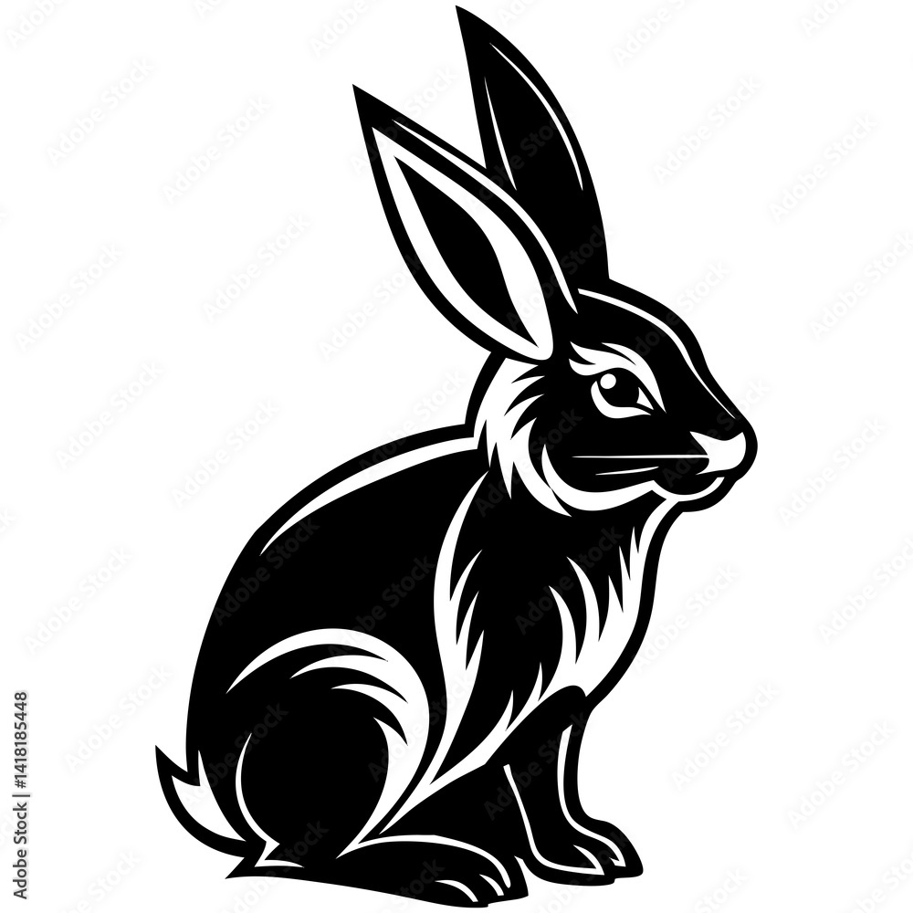 Obraz premium black rabbit vector illustration