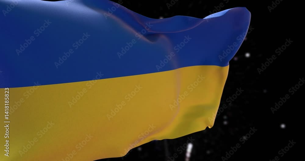 Ukrainian flag with firework