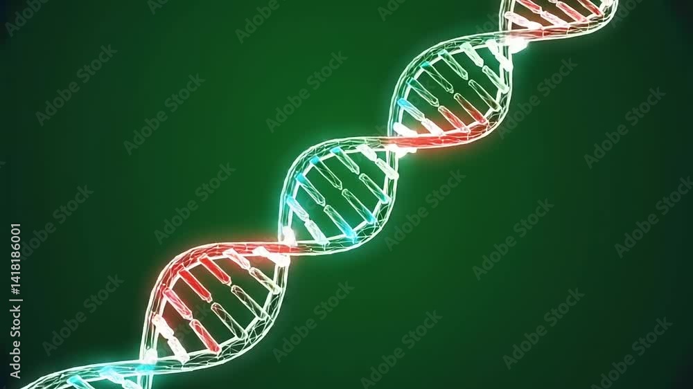 3d model of dna with highlighted mutations.
