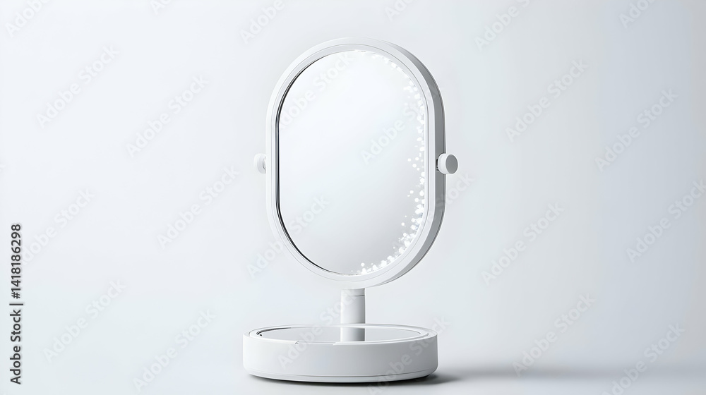 Modern White Oval Illuminated Vanity Mirror Modern White Oval Illuminated Vanity Mirror