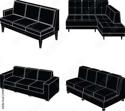 Modular Couch silhouette vector