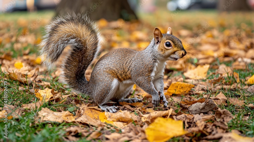 Gray Squirrel in Autumn Leaves Gray Squirrel in Autumn Leaves