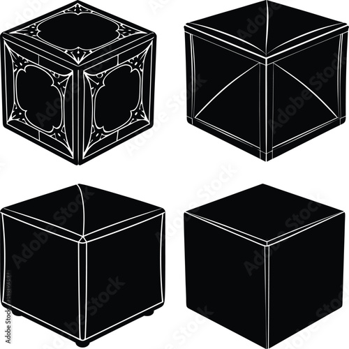 Cube Ottoman silhouette vector