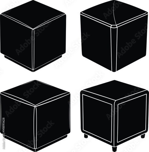 Cube Ottoman silhouette vector