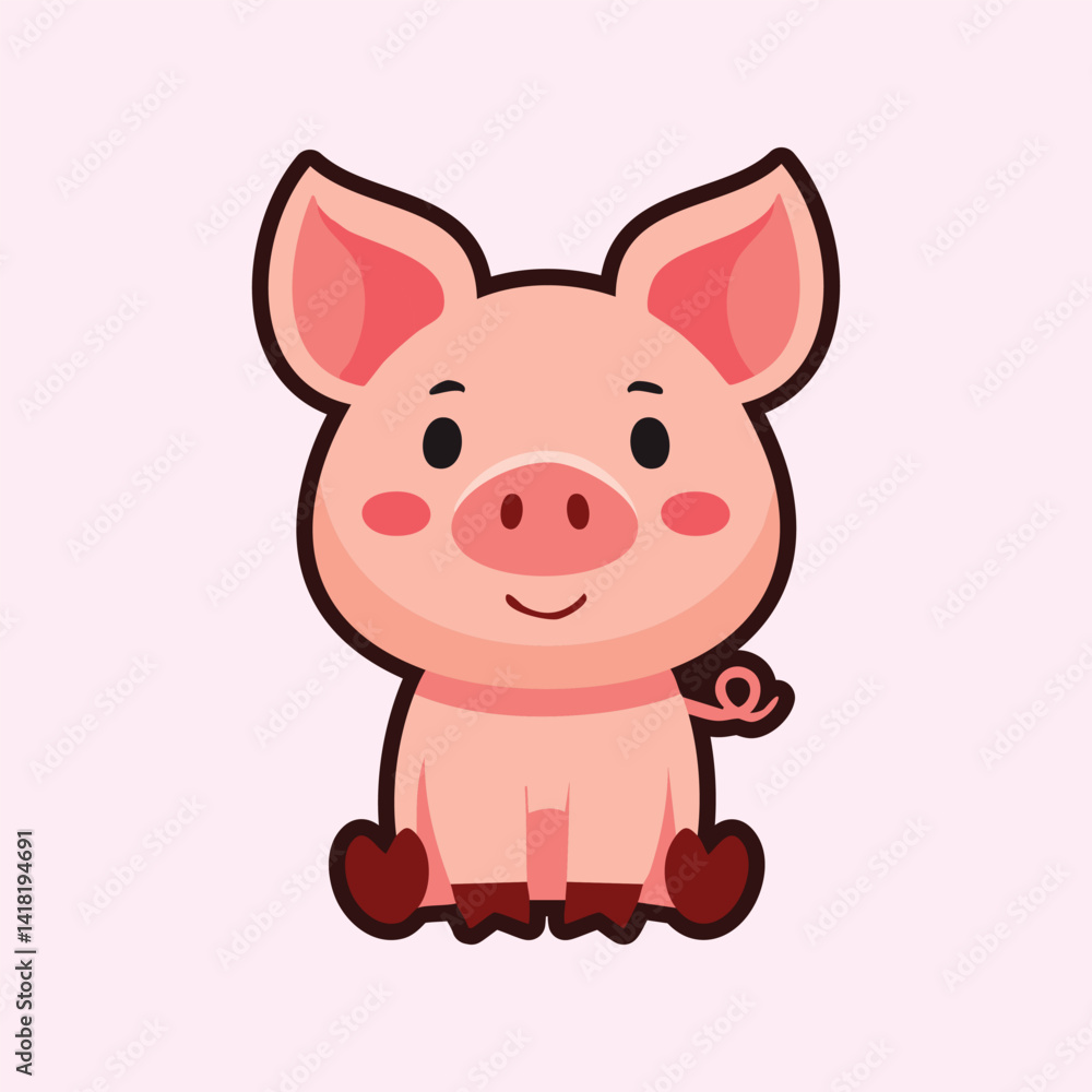 Cute Pig Cartoon Vector Illustration Cute Pig Cartoon Vector Illustration