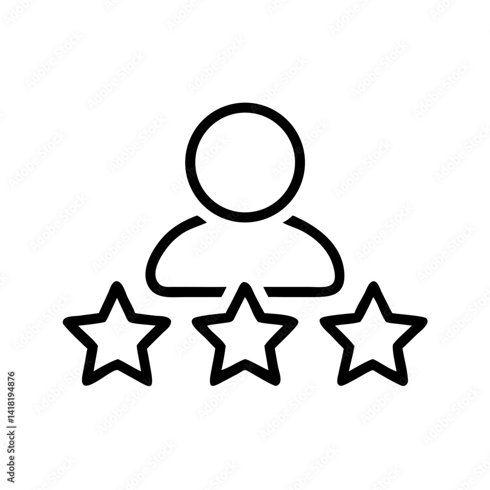 User Showing Three Star Rating Icon Design User Showing Three Star Rating Icon Design