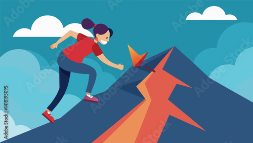 Feeling the burn in your legs as you navigate a steep and challenging virtual slope determined to reach the bottom and conquer the course.. Vector illustration