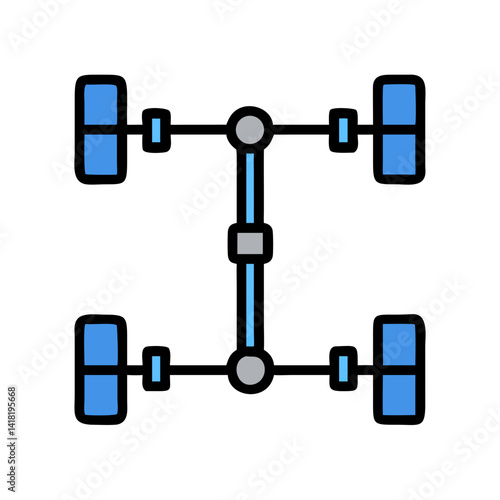 Vehicle Drivetrain with Axles Icon Design