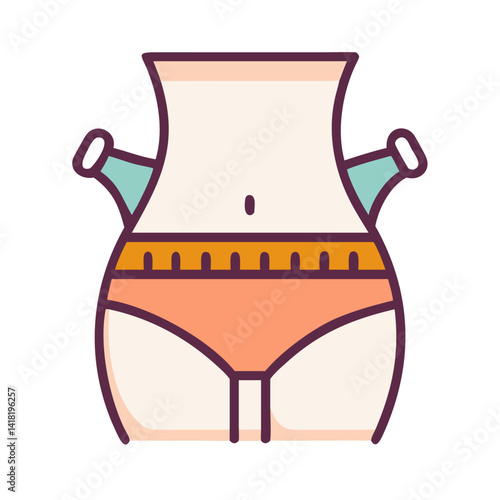 Waistline with Measurement Indicators Icon Design